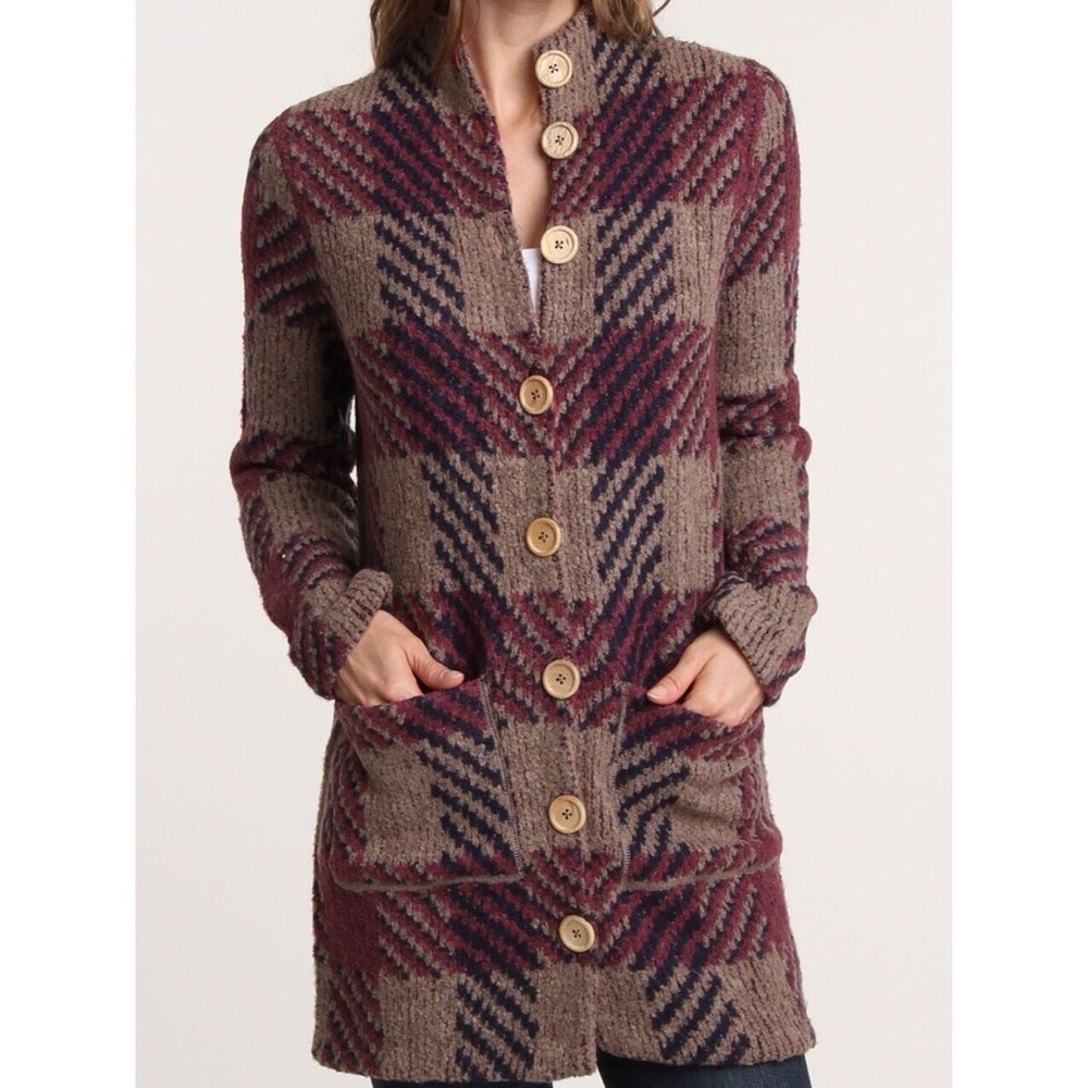 Free People Polly Magoo plaid Cardigan sweater